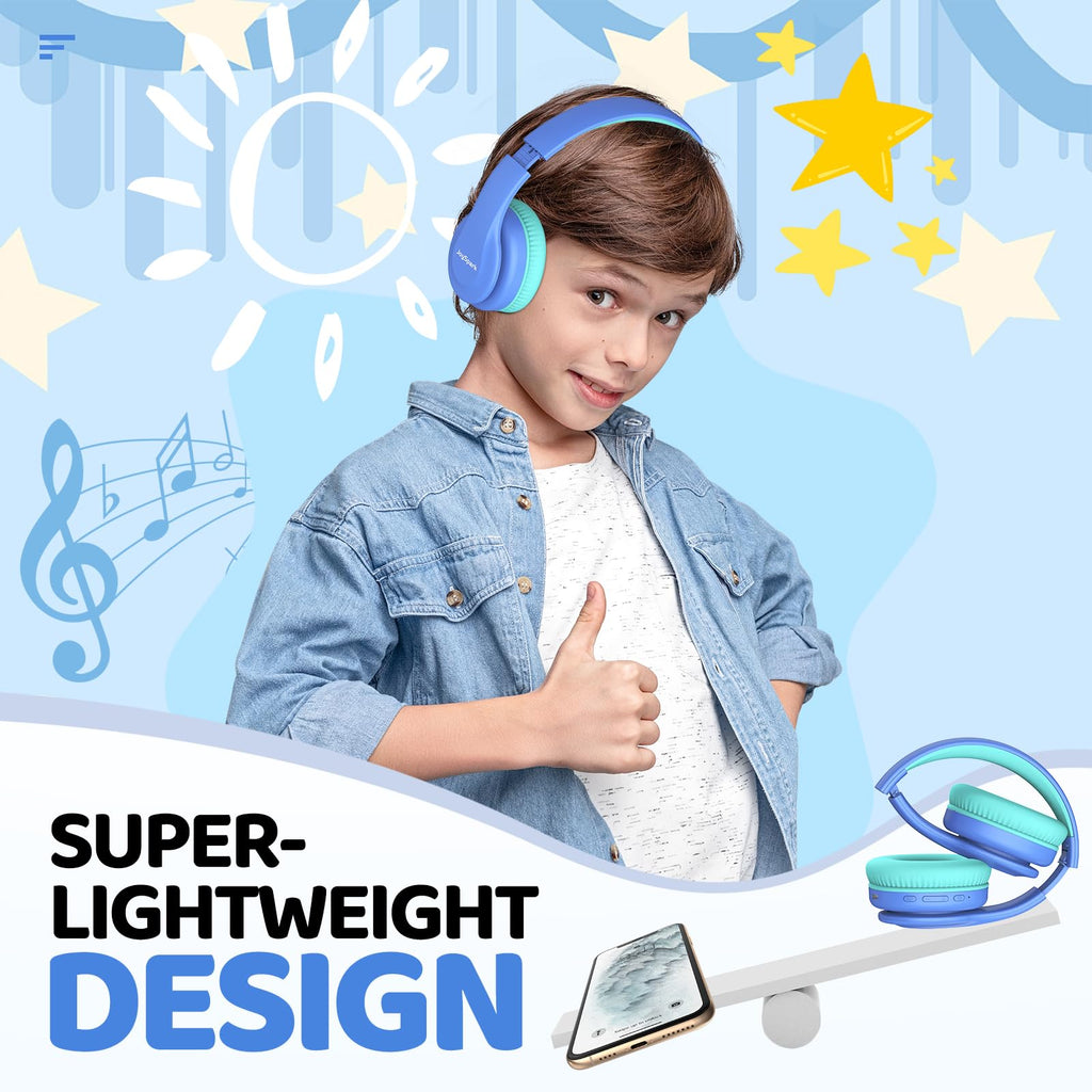 JoySpark Kids Bluetooth Headphones Over-Ear, 60Hrs, Built-in Mic-Purple