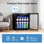 Antarctic Star 12 Bottle 48 Can Beverage Refrigerator Cooler - Mini Fridge Glass Door for Beer Soda Drinks or Wine,Freestanding Beverage Fridge for Home and Bar with Adjustable Shelving, 1.3 Cu. Ft.