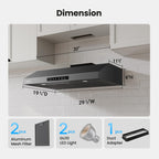 VIKIO HOME 30 Inch Under Cabinet Range Hood 900 CFM Dual Motor Power