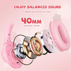Botesty Sound Kids Headphones Wired for School, 3.5 Plug Safe Volume Purple