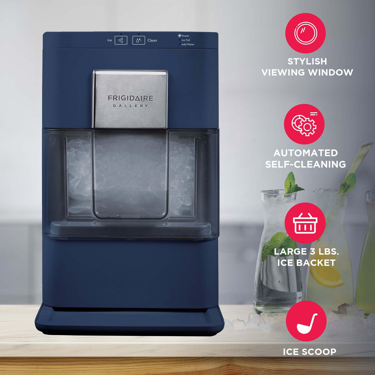 Frigidaire, 26 lb per day, Countertop Bullet Ice Maker, Stainless Steel