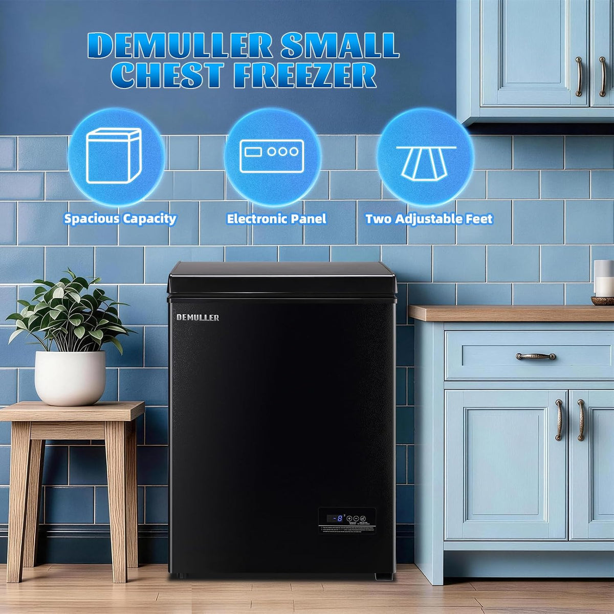 DEMULLER 3.2 CU.FT Small Deep Freezer with Electronic Panel Black