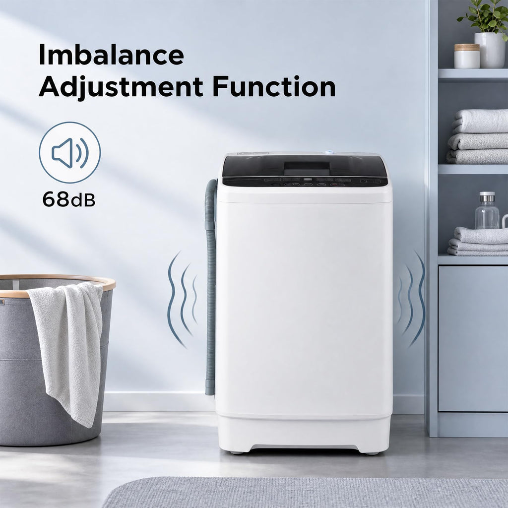 COSTWAY 8.8LBS Portable Washing Machine, Full-Automatic w/Drain Pump, White