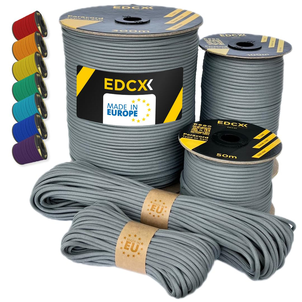 Paracord 550 4mm, 35+ Solid Colors (10m, 15m, 30m, 50m, 100m, 300m)