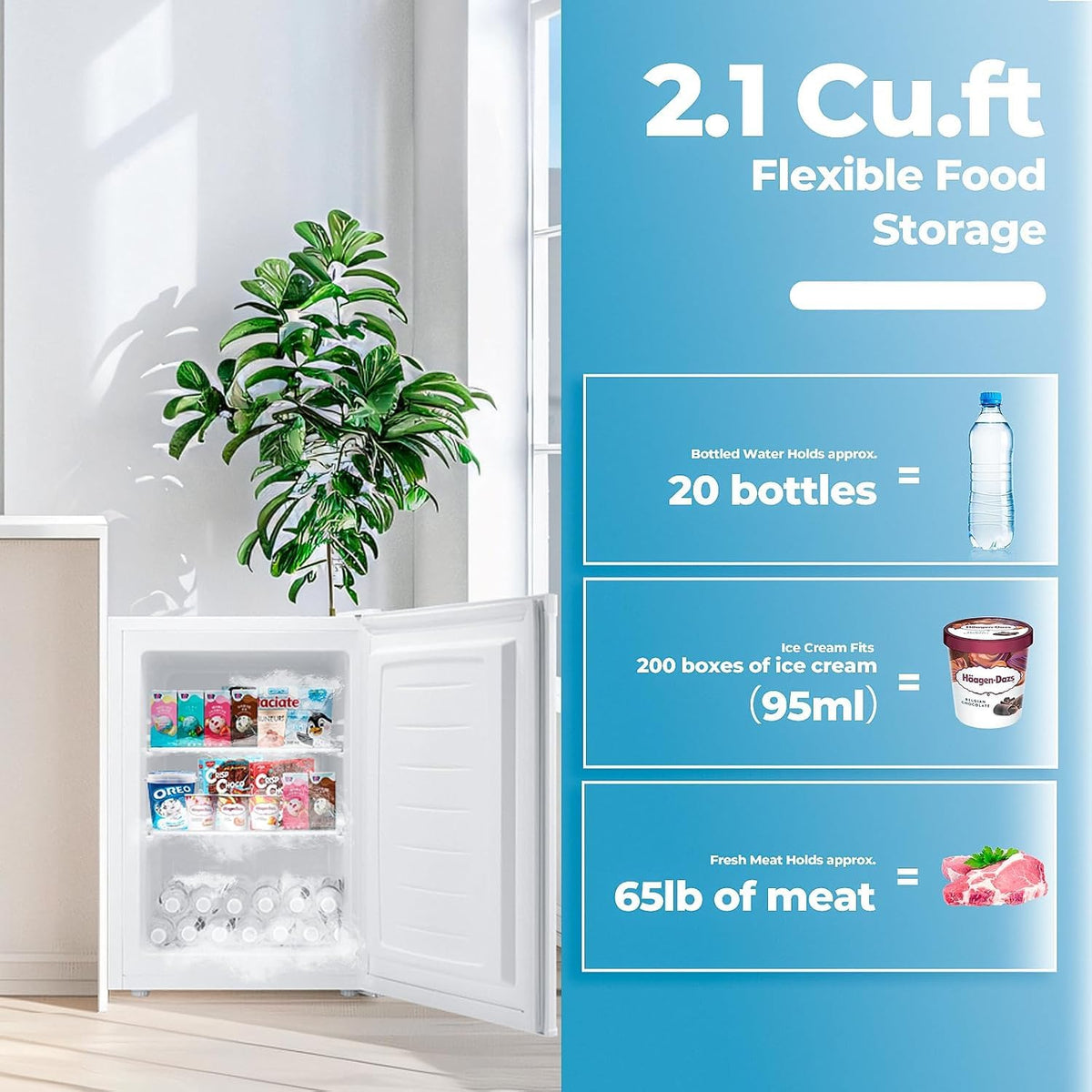 Electactic 3.2 Cu.ft Small Freezer, Mini Upright Freezer, White