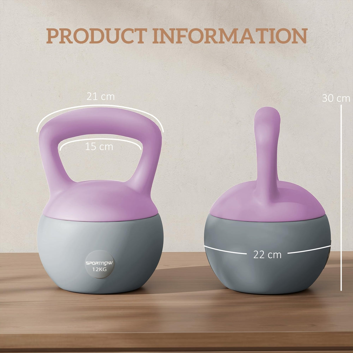 SPORTNOW 4/6/8/10/12kg Soft Kettlebell with Non Slip Handle Grey