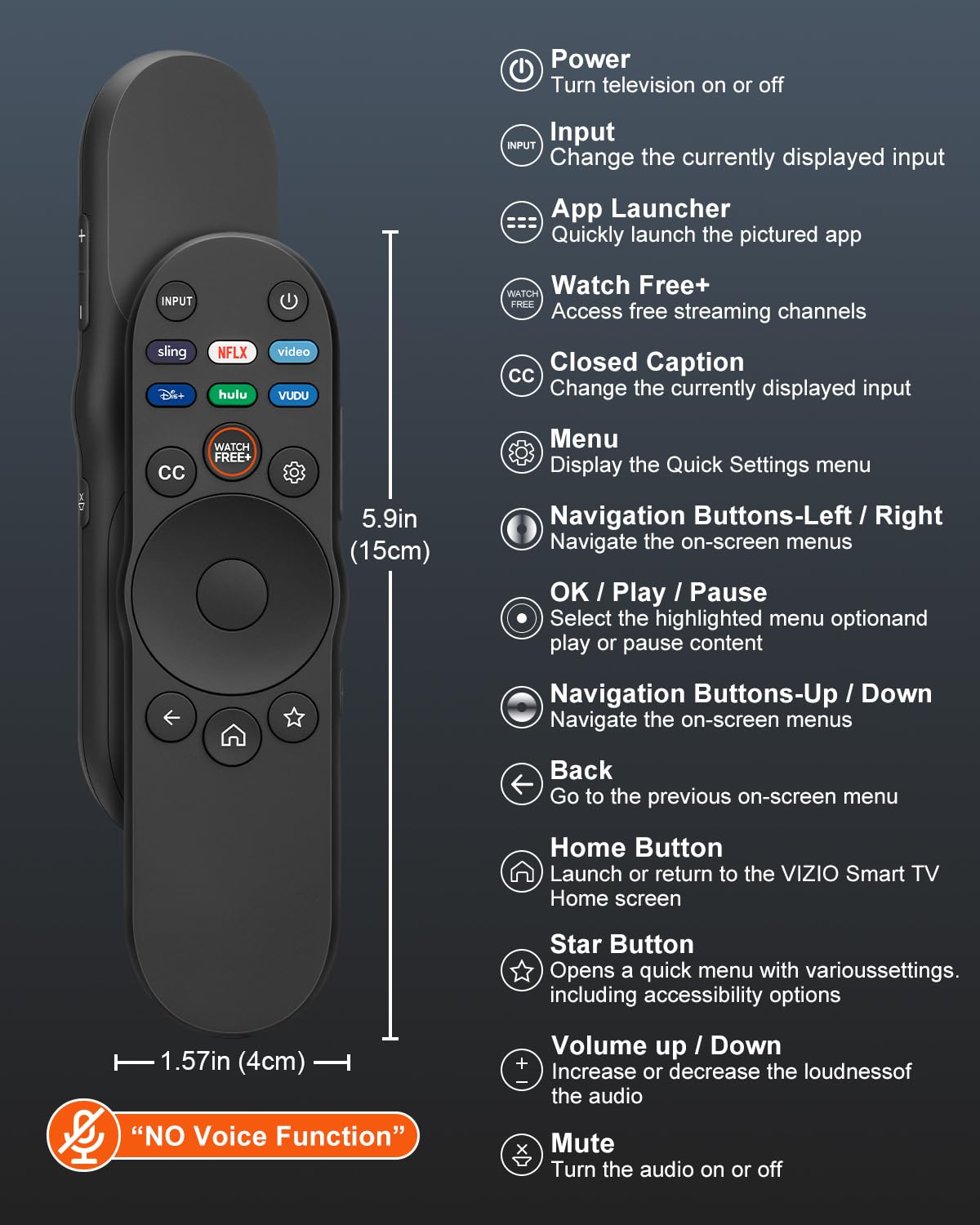 Universal Remote Control for Vizio Smart TV XRT270 XRT260 XRT140 XRT136 FHD 4K QLED UHD Smartcast Quantum Pro D/E/PX/P/M/V Series TV Remotes Replacement
