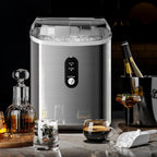 Kismile Nugget Ice Maker Countertop, 35 lbs/Day,Stainless Steel(Black)
