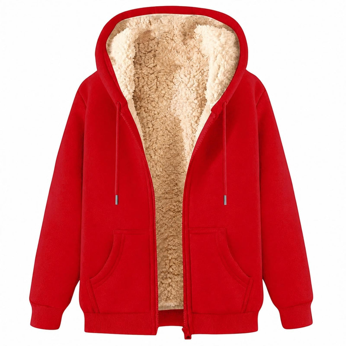 Teddy Fleece Mens Hoodies Sherpa Lined Fuzzy Jacket with Pockets Full Zip Hooded Adjustable Sweatshirts Winter Warm Jumper Coat Outwear Thermal Outfits Clothing