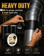 Black Duct Tape Heavy Duty: 3 Rolls 2inch x 20yd Wide Waterproof Outdoor - Strong Adhesive Weather Tapes Repair Bulk - Ductape for Patterns Masking Packing Furniture Kids Craft (3, Matte Black)