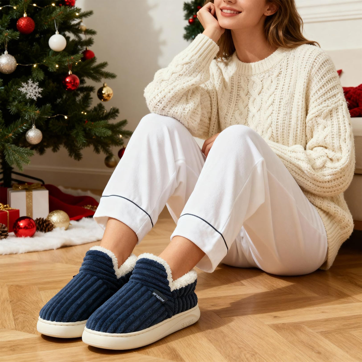 Misolin Slippers Women Clouds Bootie Corduroy Memory Foam Warm House Shoes