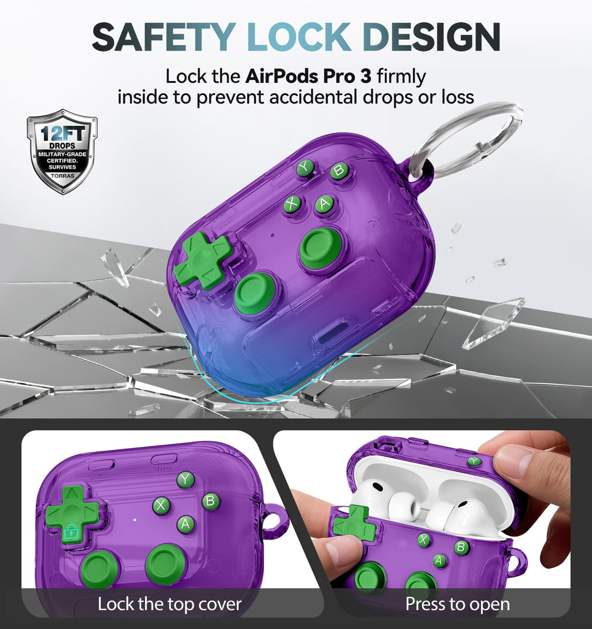 for AirPods Pro 3 Case Cover 2025 with Safety Lock-Clear White