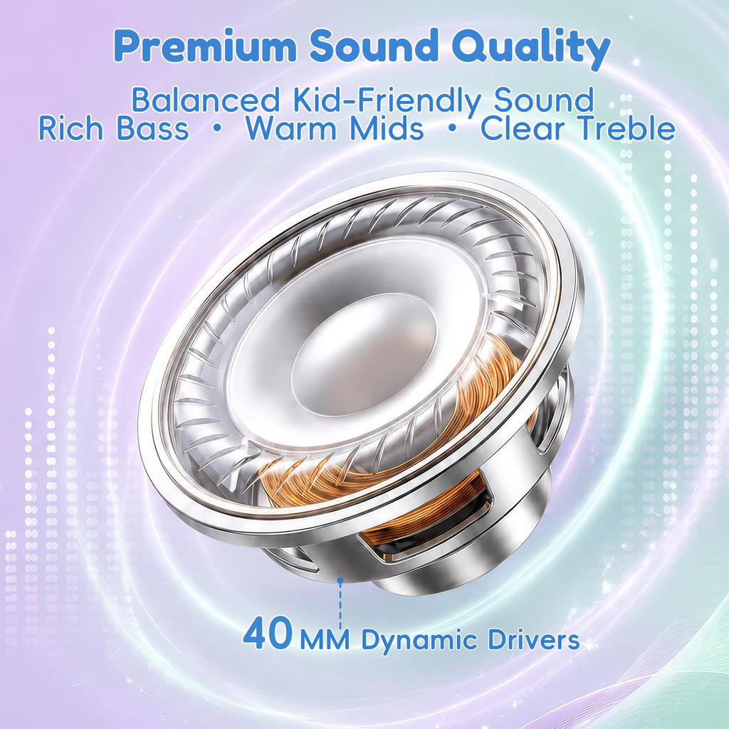 Candy Bila Wired Kids Headphones for School, Over-Ear for Boys Girls