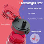 Sahara Sailor Water Bottle 1L, Leakproof Tritan Bottle with Time Marker