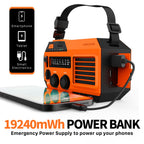FosPower NOAA Emergency Weather Radio A1 7400mWh Solar Hand Crank (Orange)