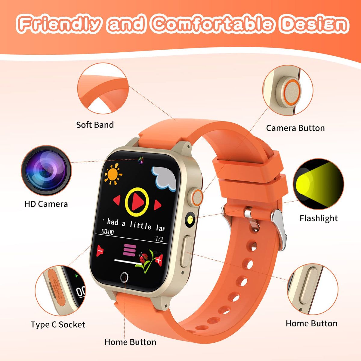 Kids Smart Watches Girls Age 5-12, 26 Games High-Resolution Touchscreen Kids Watch with Video Camera Music Player Pedometer Flashlight 12/24 hr Educational Toys Birthday Gifts for Girls Ages 6 7 8
