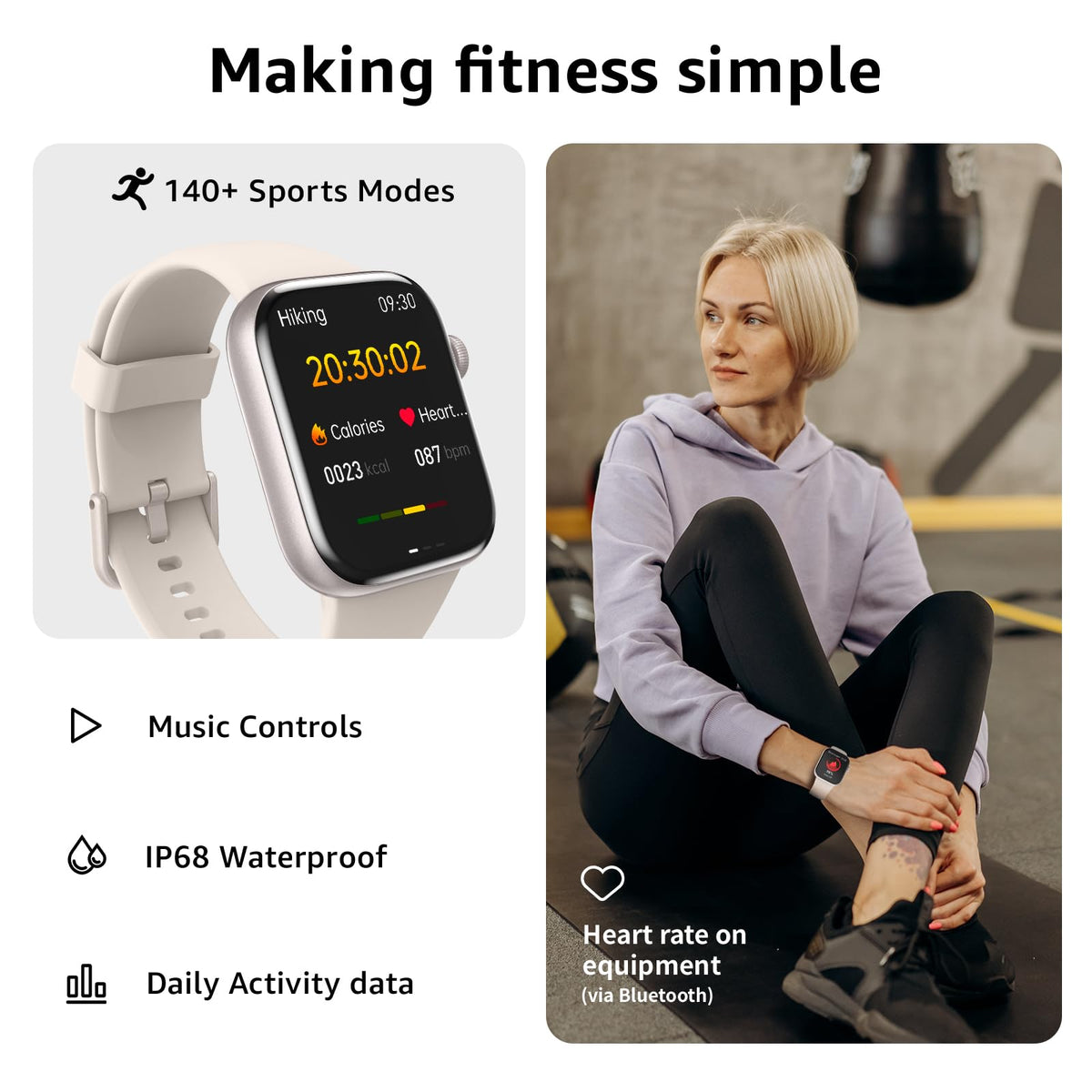 AcclaFit Smart Watch for Men Women Answer/Make Call, 1.85" Smartwatch, Fitness Watch with Heart Rate Blood Pressure Sleep Monitor, IP68 Waterproof Step Counter Compatible with Android IOS Orange