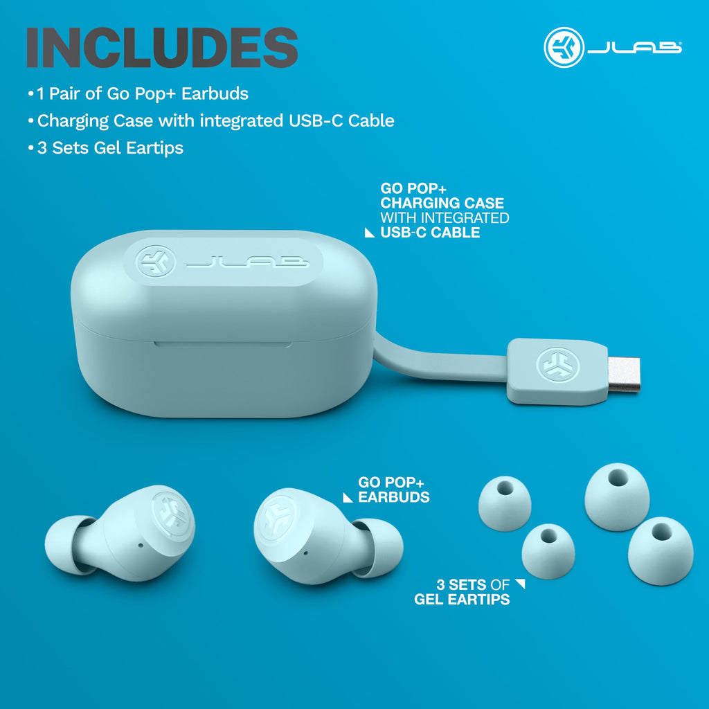 JLab Go Air Pop+ Earbuds, Dual Connect, EQ3 Sound, Black