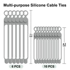 24Pcs Silicone Cable Ties, Cord Organizer Cable Management-Multi