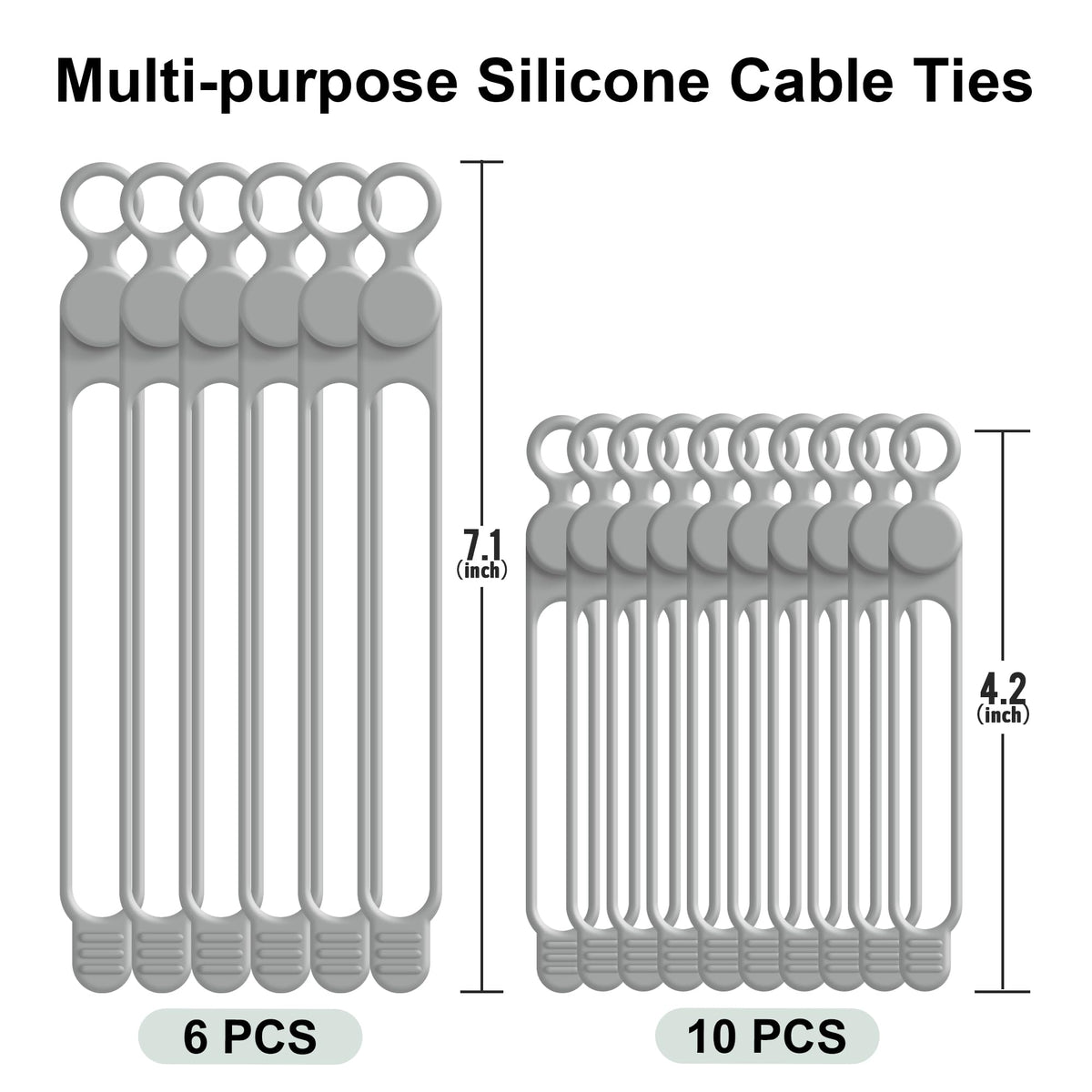 24Pcs Silicone Cable Ties, Cord Organizer Cable Management-Multi