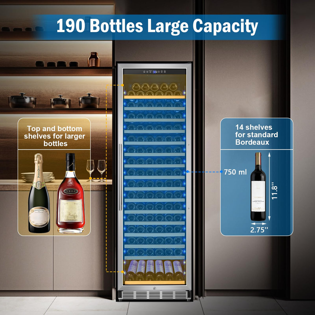 24" Dual Zone Wine and Beverage Refrigerator, Under Counter with Glass Door