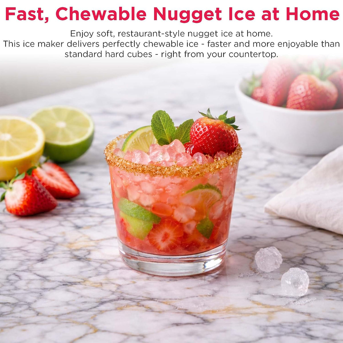 FRIGIDAIRE Touchscreen Nugget Ice Maker, Countertop Ice Machine, Sonic Ice Maker with 33 lbs. Capacity, Slate