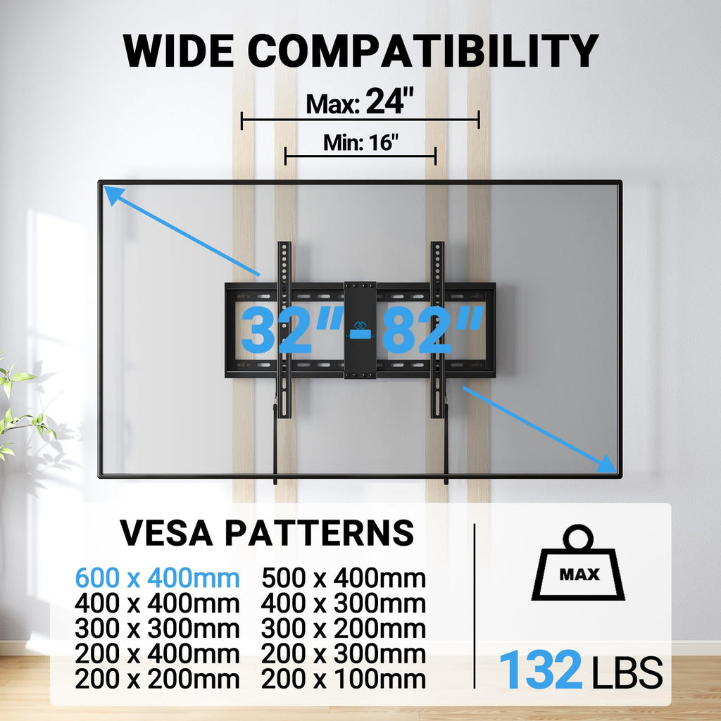 PERLESMITH Tilting TV Wall Mount for 23–60 inch TVs up to 115 lbs