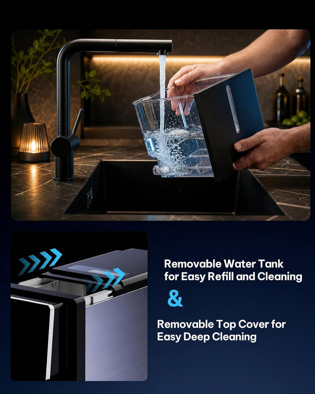 Silonn Countertop Nugget Ice Maker, Self-Dispensing Ice Machine with Auto Drop Ice, Self-Cleaning, 40 lbs/24H Soft Chewable Ice for Home, Kitchen and Parties