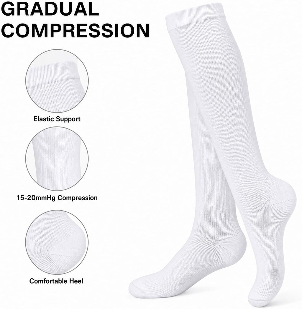 Compression Socks, (2/4/6/7 Pairs) for Men & Women 15-20 mmHg is Best for Athletics, Running, Flight Travel, Support