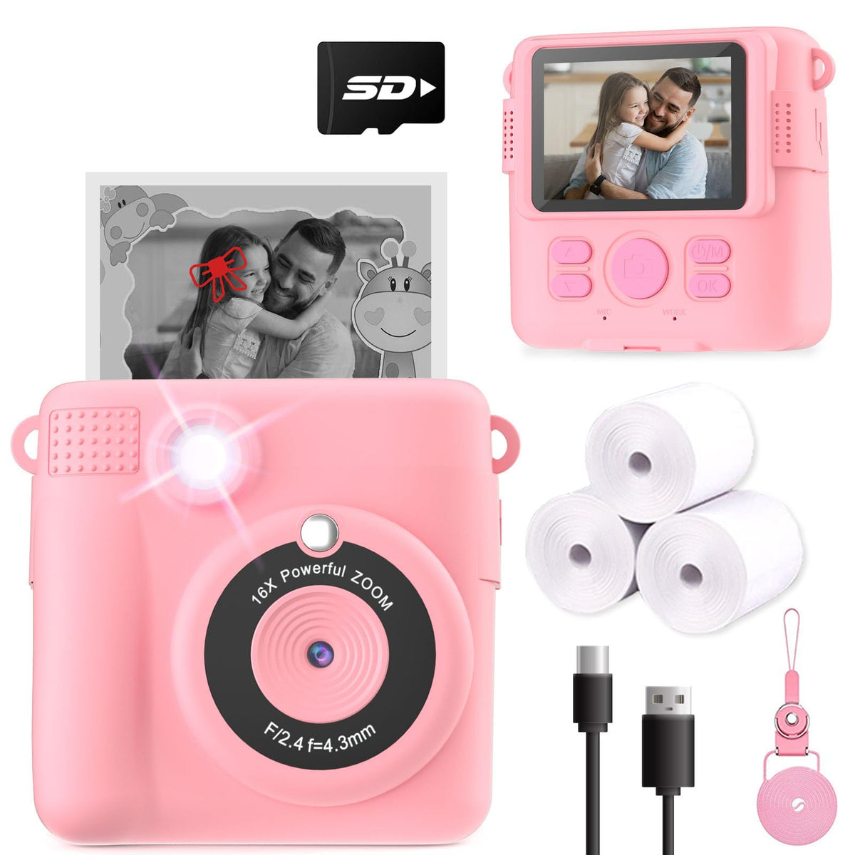 ESOXOFFORE Instant Print Camera for Kids, Christmas Birthday Gifts for Girls Boys Age 3-12,Kids Digital Cameras for Toddler, Portable Toy for 3 4 5 6 7 8 9 10 Year Old Girl -Purple