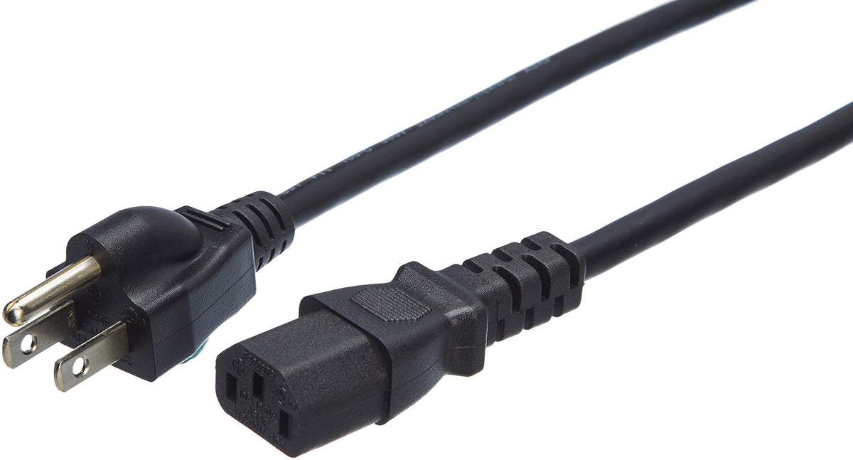 Amazon Basics Replacement Power Cord for Computer, Monitor, TV, Printer, PC, 3 Prong, 18 AWG, 125 Volts, 10 Feet, Black