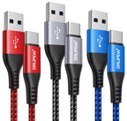 USB to USB C Cable(1M 3-Pack),USB Type C Fast Charger Cable Nylon Braided