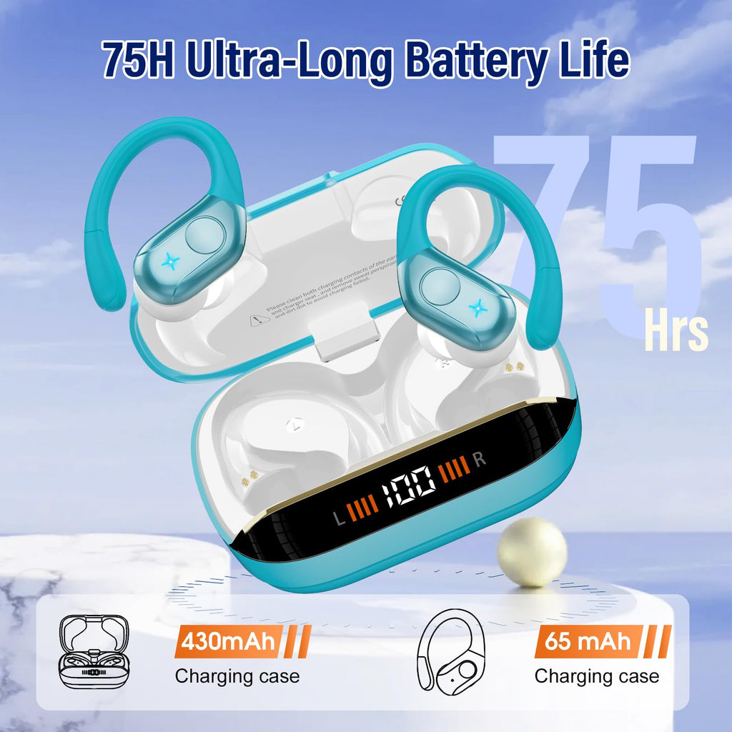 Wireless Earbuds Sports, 75Hrs Bluetooth 5.4 Headphones, Bass Hi-Fi Stereo