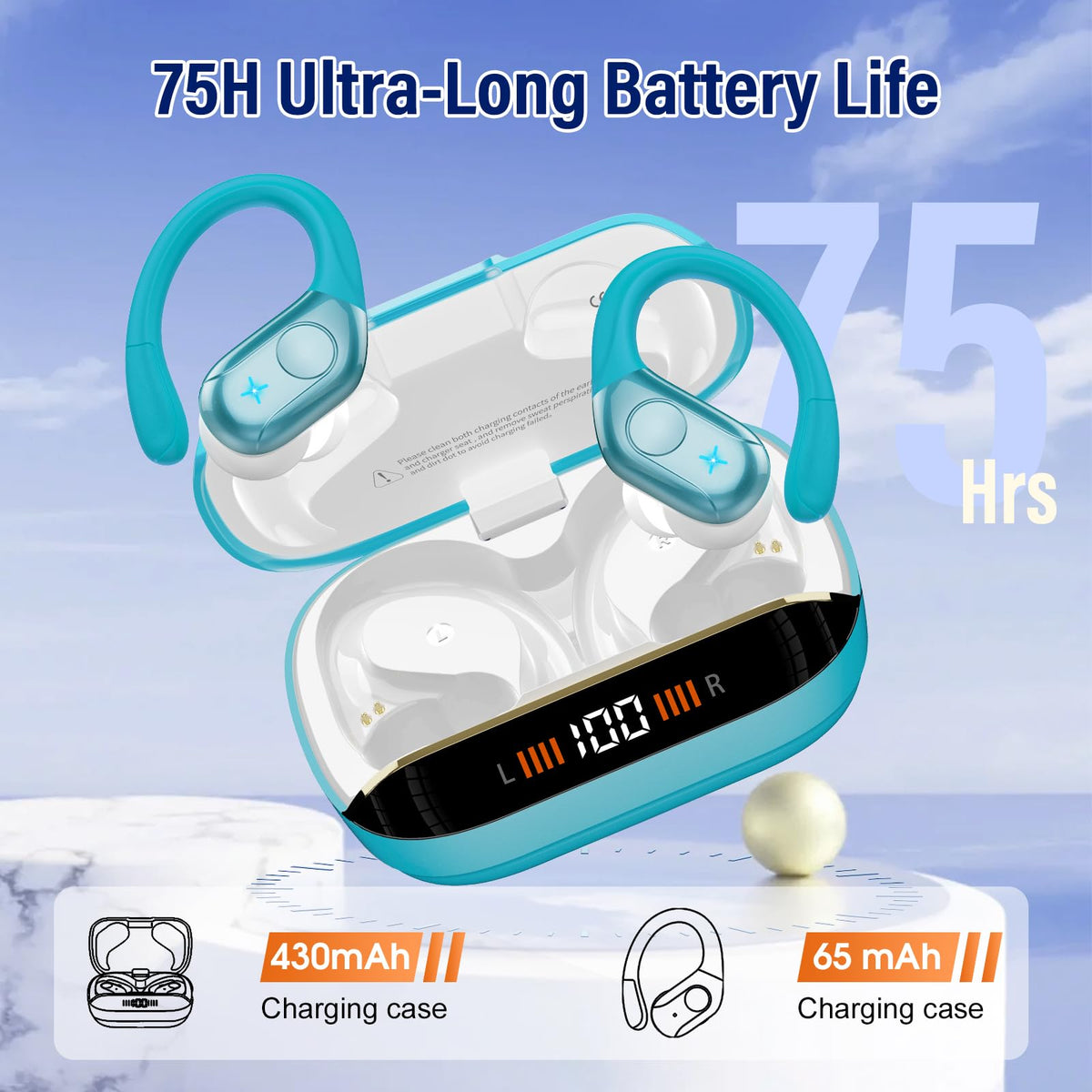 Wireless Earbuds Sports, 75Hrs Bluetooth 5.4 Headphones, Bass Hi-Fi Stereo