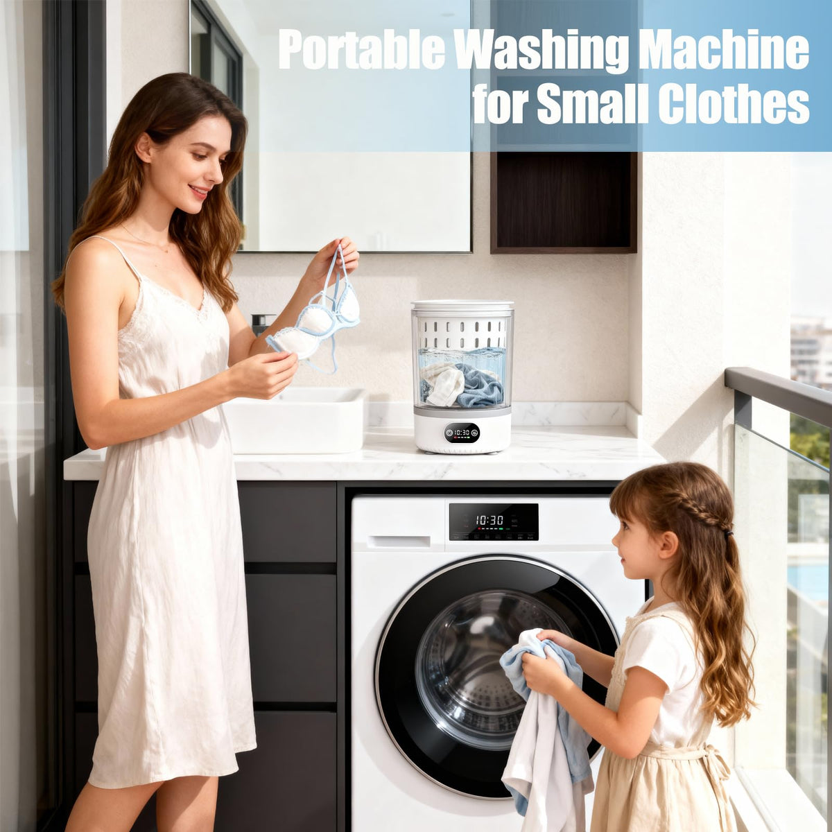 Underwear Washing Machine, Upgrade 2.5L Mini Portable Washing Machine, Mini Washer Deep Cleans Small Clothes for Apartment, Dorm, RV, Travel & Hotel Use (White)