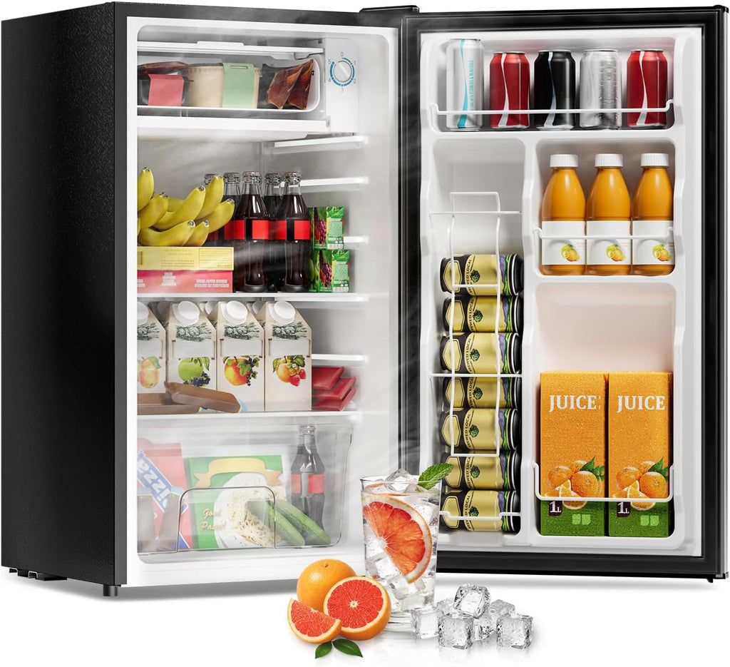 3.2 Cu Ft Mini Fridge with Freezer, Single Door Upright Freezer