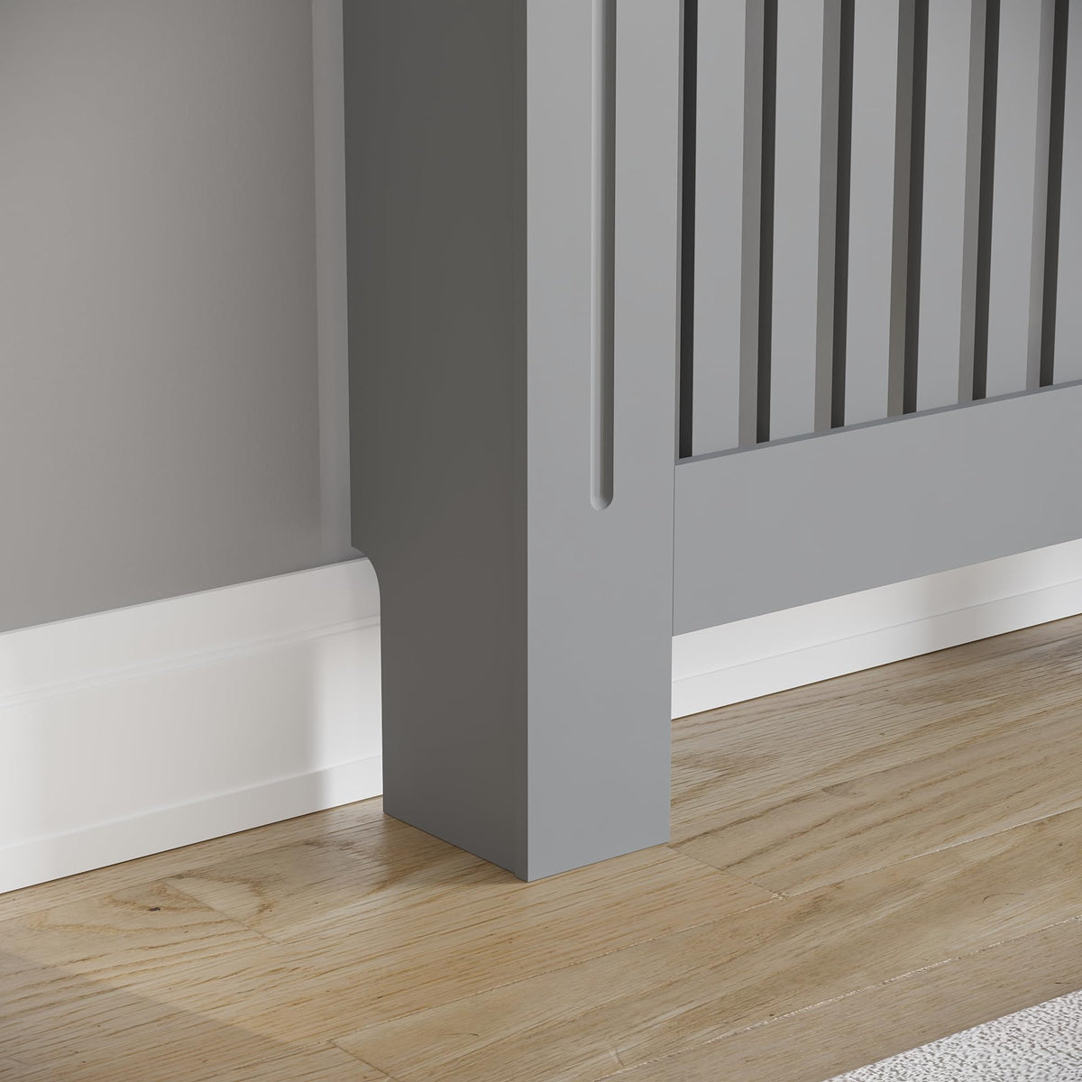 Vida Designs Chelsea Radiator Cover White - Medium - Modern Vertical Slat Design For Optimal Heat Circulation - H82xW111xD19cm - Painted MDF Cabinet Ideal For Living Room & Hallway