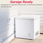 FRIGIDAIRE EFRF5003-BLACK Chest Deep Freezer-Garage-Ready, 5.0 Cu. Ft. Capacity, Black-Adjustable Thermostat-Removable Vinyl Coated Wire Basket-Easy Defrost Drain
