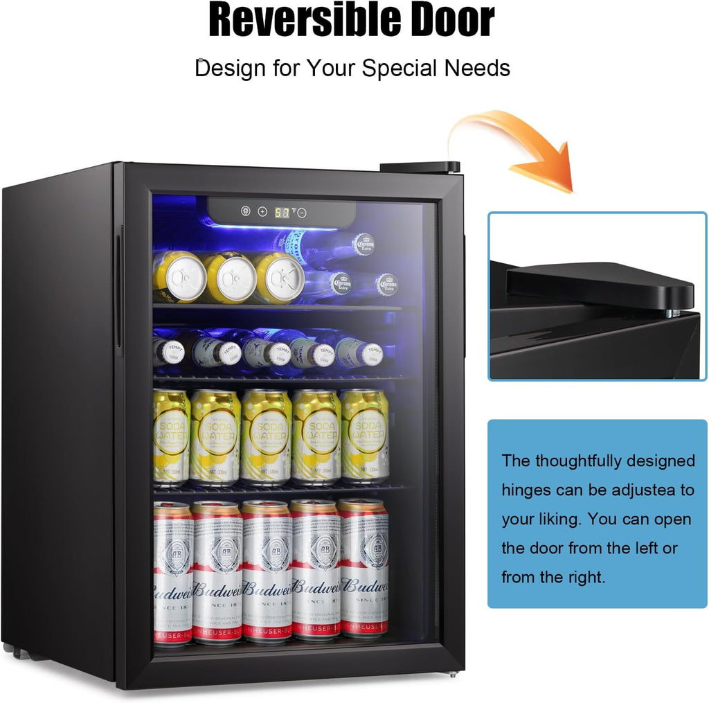 Antarctic Star Beverage Refrigerator Cooler 68 Can, Mini Fridge with Glass Door for Beer Drinks Wine,Freestanding Small Fridge with Electronic Temperature Control for Home and Bar,1.7 cu.ft