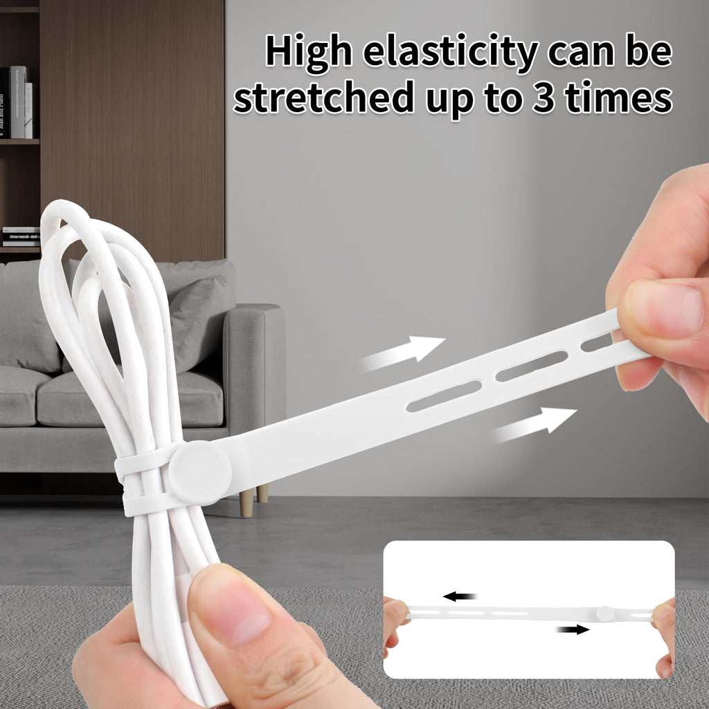 Oligei 25 Pcs Silicone Cable Ties, Cable Ties Reusable, High Elasticity Cord Wraps for Electrical Cords, Cord Organizer for Earphone, Phone Charger(Blue)