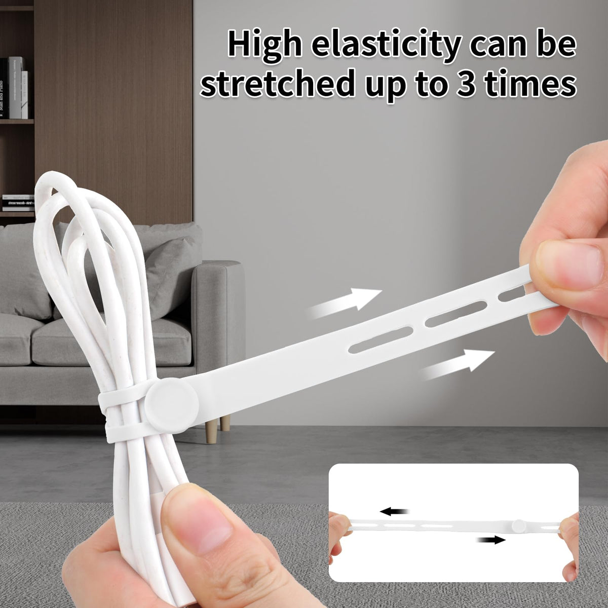 Oligei 25 Pcs Silicone Cable Ties, Cable Ties Reusable, High Elasticity Cord Wraps for Electrical Cords, Cord Organizer for Earphone, Phone Charger(Blue)