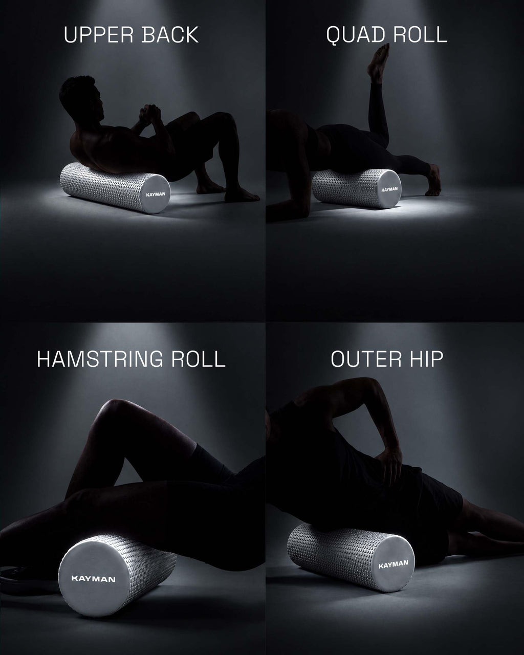 KAYMAN Sports Foam Roller, Deep Tissue Muscle Recovery, 44.5 x 15cm, Black
