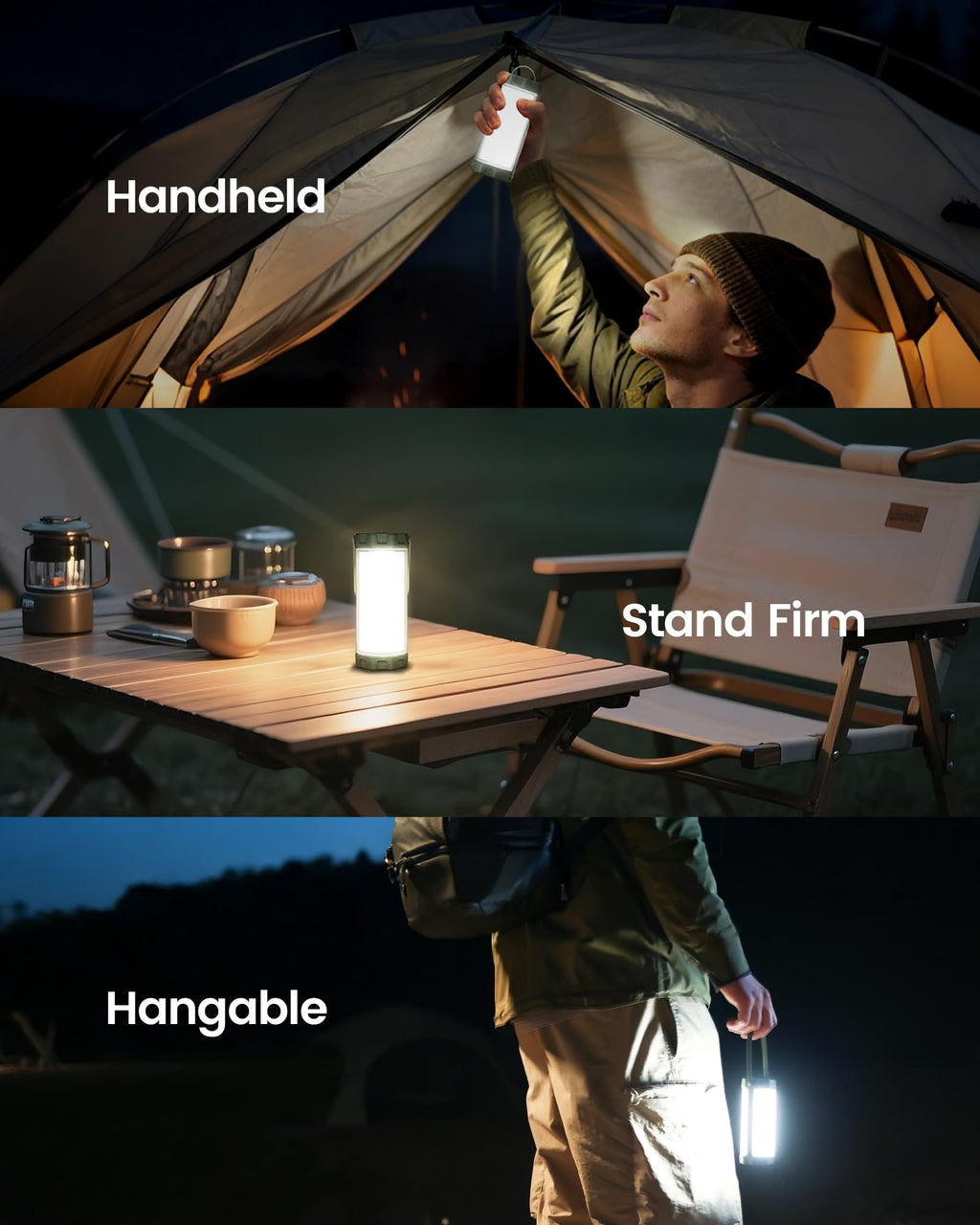 Glocusent Survival Camping Light, 1200LM Brightness Camping Lantern, 80Hrs Runtime & Rechargeable, IP68 Waterproof, 5 Levels & SOS, Compact Camping Lights for Tents, Hiking, Blackout, Hurricane