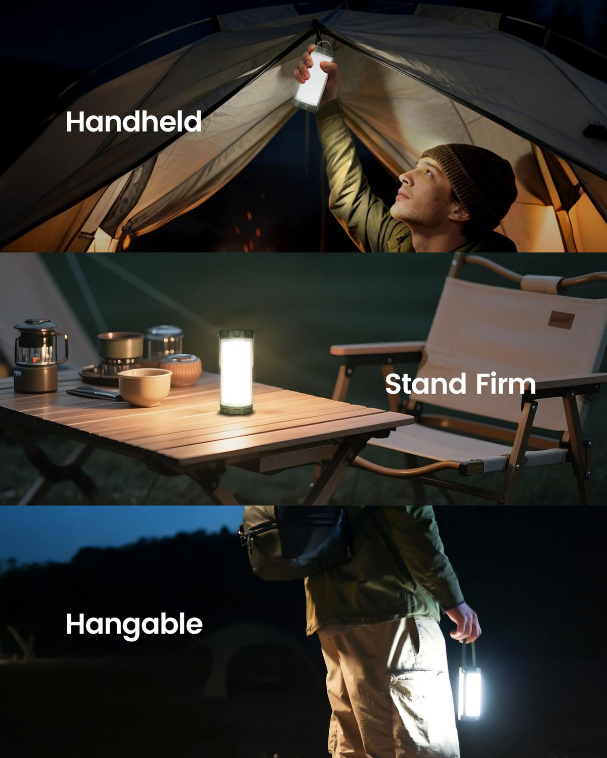 Glocusent Survival Camping Light, 1200LM Brightness Camping Lantern, 80Hrs Runtime & Rechargeable, IP68 Waterproof, 5 Levels & SOS, Compact Camping Lights for Tents, Hiking, Blackout, Hurricane