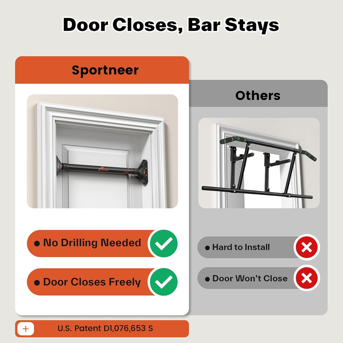 Sportneer Pull Up Bar Doorway Chin Up Bar No Screws