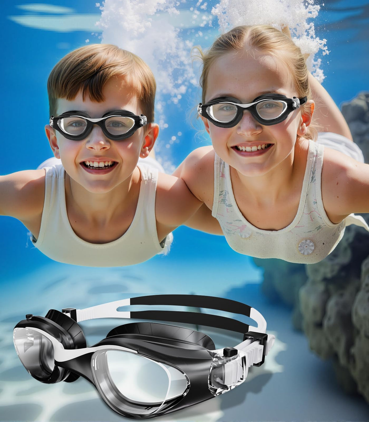 Kids Swimming Goggles for Boys & Girls Aged 6-14, Anti-Fog