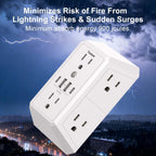 Multi Plug Wall Outlet Surge Protector with 6-Outlet & 4 USB Ports(2USB-C)