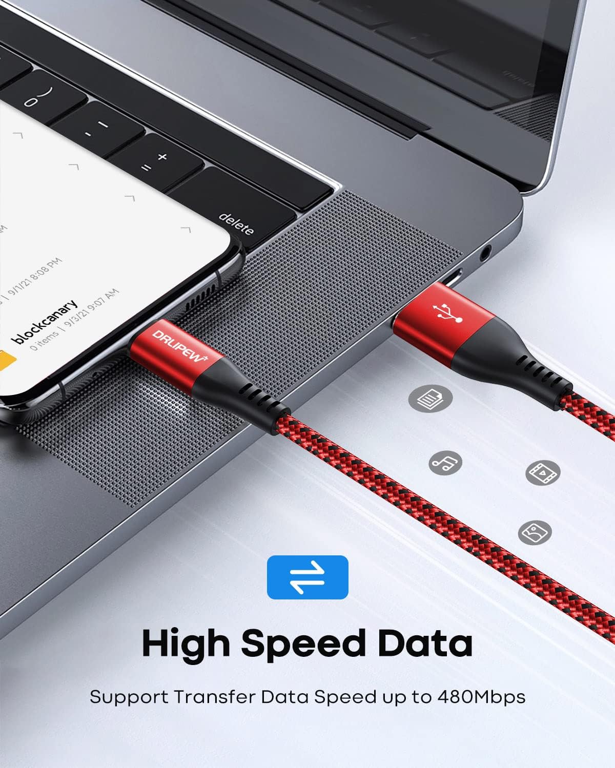 USB to USB C Cable(1M 3-Pack),USB Type C Fast Charger Cable Nylon Braided