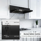 Range Hood 30 inch Under Cabinet, Stainless Steel Kitchen Vent Hood 280CFM, Built-in Kitchen Stove Hood w/Rocker Button Control, Ducted/Ductless Convertible Duct, 2 Speeds Fan, Bright LED Light