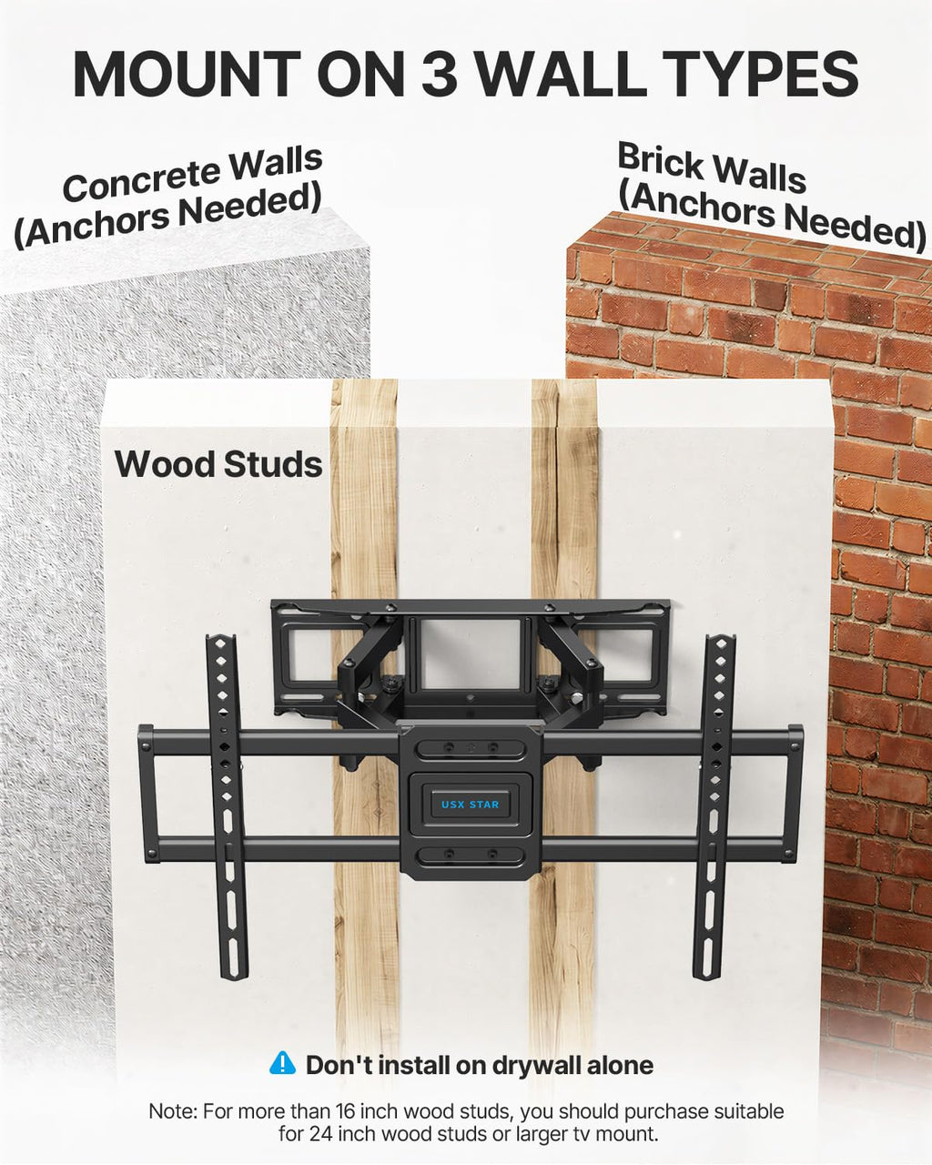 USX STAR Tilting TV Wall Mount Bracket for 32 42 43 50 55 60 Inch TVs